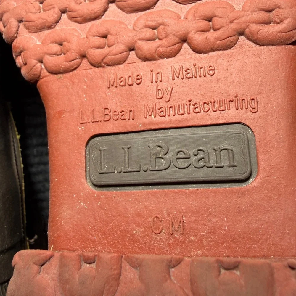 LL Bean Bison Leather Duck Boots Womens 7M Brown Red Sole 8 Inch Made in USA